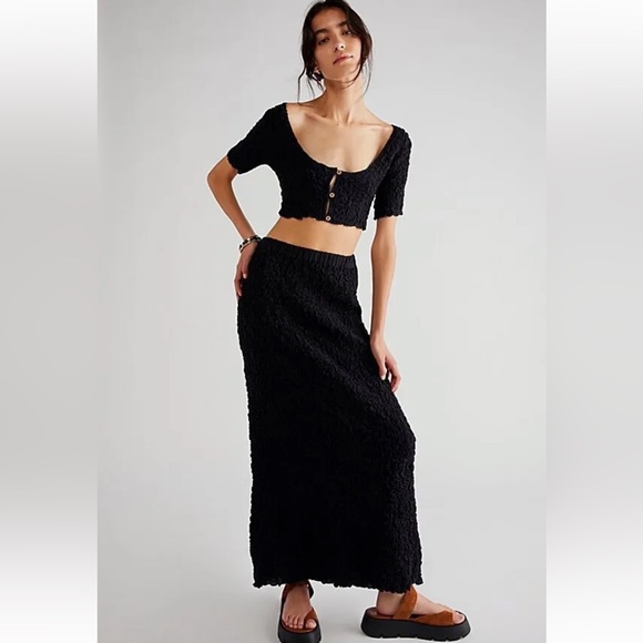 Free People Tops - Free People Endless Summer Double The Fun Black Smocked Cropped Cardigan, Small